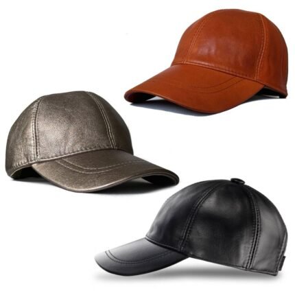 Premium Leather Baseball Cap – Genuine Leather Adjustable Snapback Hat for Men & Women