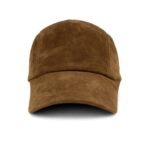 Suede genuine leather baseball cap made of premium sheepskin – luxury brown leather dad hat for men