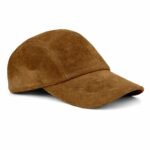 Suede genuine leather baseball cap made of premium sheepskin – luxury brown leather dad hat for men