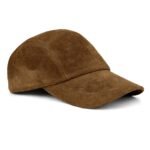 Suede genuine leather baseball cap made of premium sheepskin – luxury brown leather dad hat for men