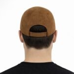 Suede genuine leather baseball cap made of premium sheepskin – luxury brown leather dad hat for men