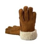 Cognac Leather Shearling Sheepskin Leather Gloves