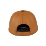 leather baseball cap with curved brim and adjustable back strap.