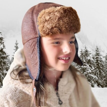 Real Shearling Kids Trapper Ushanka Aviator Hat