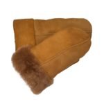 Cognac Shearling Sheepskin Leather Mittens