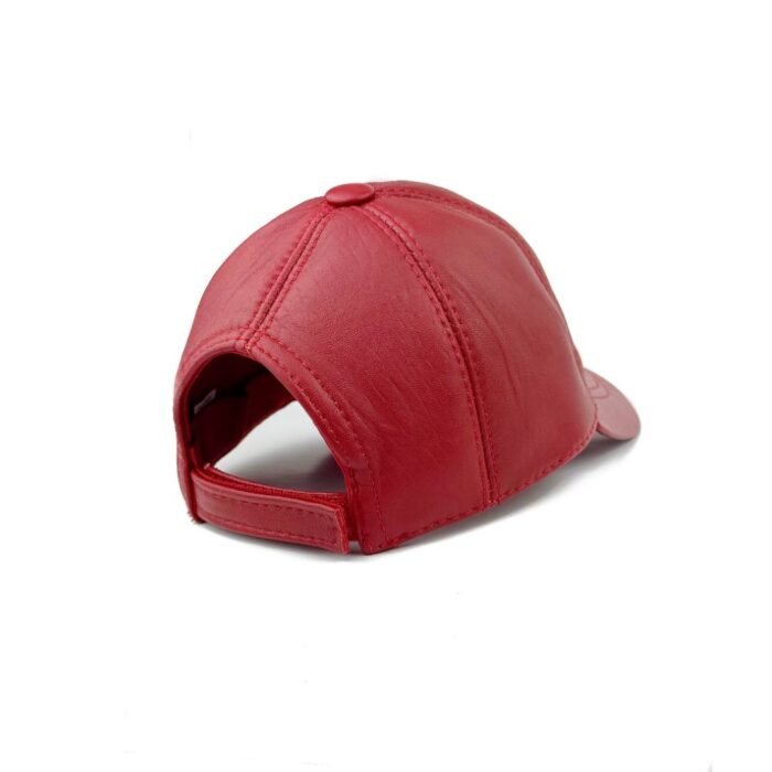 Unisex Genuine Leather Baseball Cap – Adjustable Red Lambskin Hat