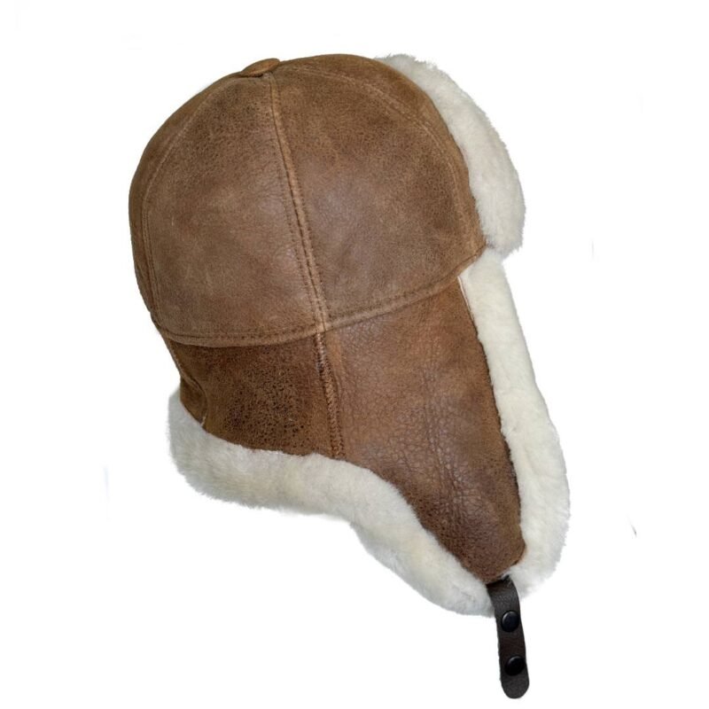 Genuine Shearling Leather Trooper Hat – Ultimate Cold-Weather Protection with Luxurious Fur Lining