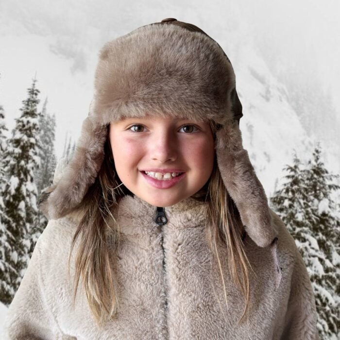 Real Shearling Kids Trapper Ushanka Aviator Hat i