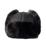 Men’s Genuine Leather Trapper Hat with Fur Lining – Winter Aviator Cap