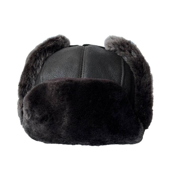 Men’s Genuine Leather Trapper Hat with Fur Lining – Winter Aviator Cap