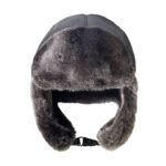 Men’s Genuine Leather Trapper Hat with Fur Lining – Winter Aviator Cap