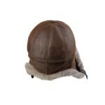 Brown sheepskin leather trapper hat with soft shearling lining, aviator ushanka winter style