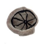 Brown shearling leather trapper hat with soft fur lining, warm winter aviator ushanka style
