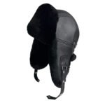 Sheepskin leather trapper hat with fur lining