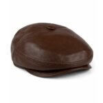 Sheepskin Flat Cap for Men – Genuine Leather Newsboy Cabbie Hat, Classic Golf Driver Ivy Cap
