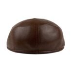 Sheepskin Flat Cap for Men – Genuine Leather Newsboy Cabbie Hat, Classic Golf Driver Ivy Cap