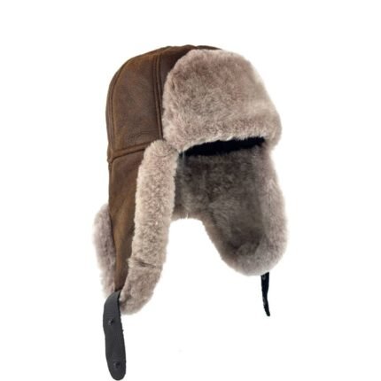 Classic Russian ushanka style shearling aviator hat – warm, durable, and unisex.