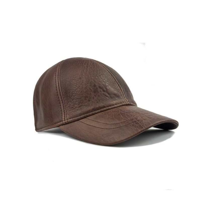 Men’s Genuine Leather Baseball Cap – Adjustable Lambskin Hat