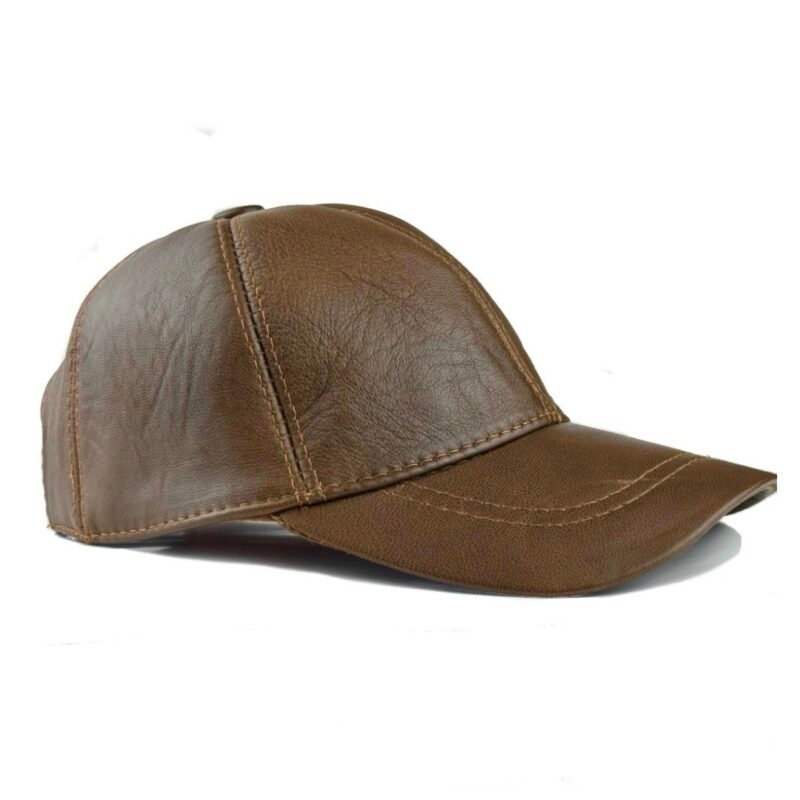 Unisex Genuine Leather Baseball Cap – Adjustable Red Lambskin Hat