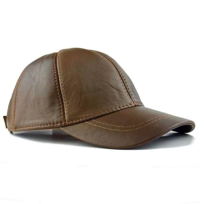 Unisex Genuine Leather Baseball Cap – Adjustable Red Lambskin Hat