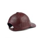 Unisex Genuine Leather Baseball Cap – Adjustable Red Wine Lambskin Hat