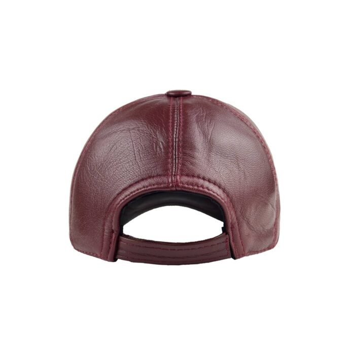 Unisex Genuine Leather Baseball Cap – Adjustable Red Wine Lambskin Hat