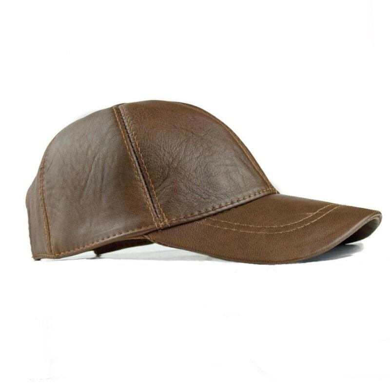 Unisex Genuine Leather Baseball Cap – Adjustable Red Lambskin Hat