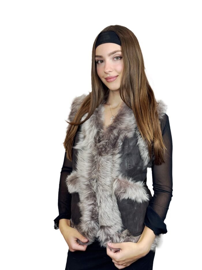 Shearling vest for men and women natural wool lining