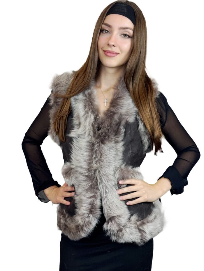 Shearling vest for men and women natural wool lining