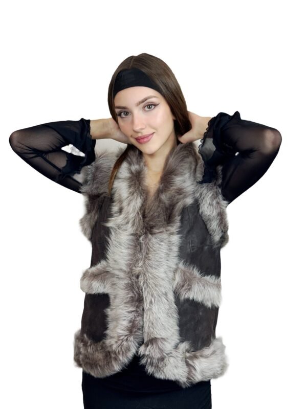 Shearling vest for men and women natural wool lining