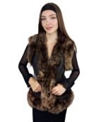 genuine sheepskin shearling vest with natural wool lining,