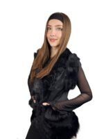 Shearling vest forand women natural wool lining