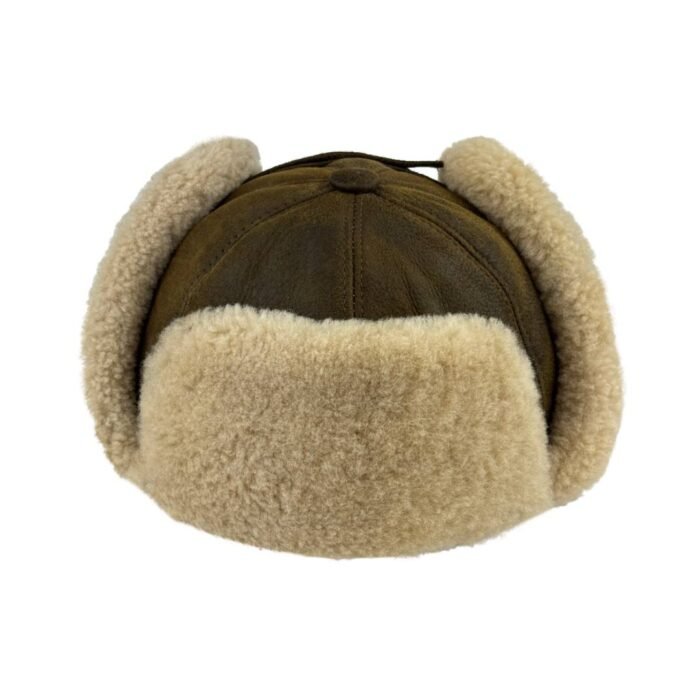 Genuine Leather Trapper Aviator Hat Russian Ushanka Shearling Sheepskin Winter Cap with Ear Flaps for Men and Women
