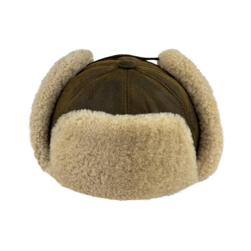 Genuine Leather Trapper Aviator Hat Russian Ushanka Shearling Sheepskin Winter Cap with Ear Flaps for Men and Women