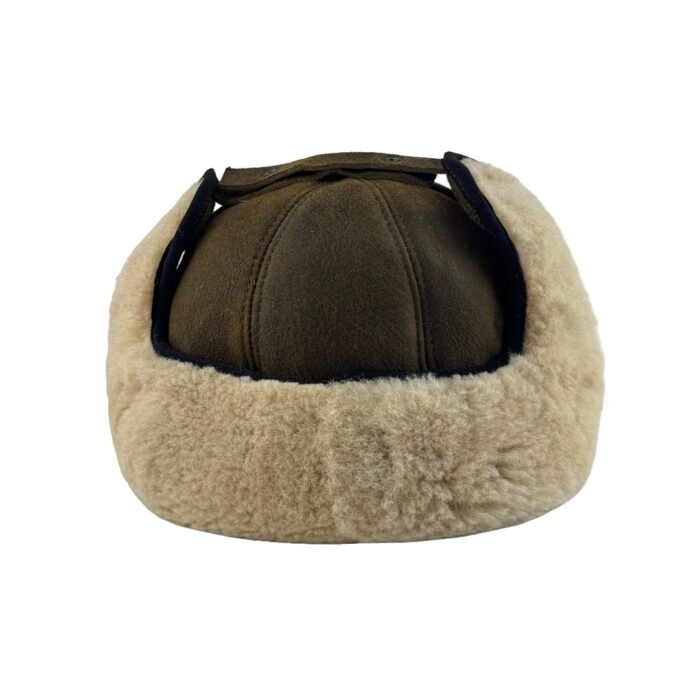 Real Sheepskin Ushanka Trapper Hat with Fur Lining – Warm Winter Aviator Cap for Men