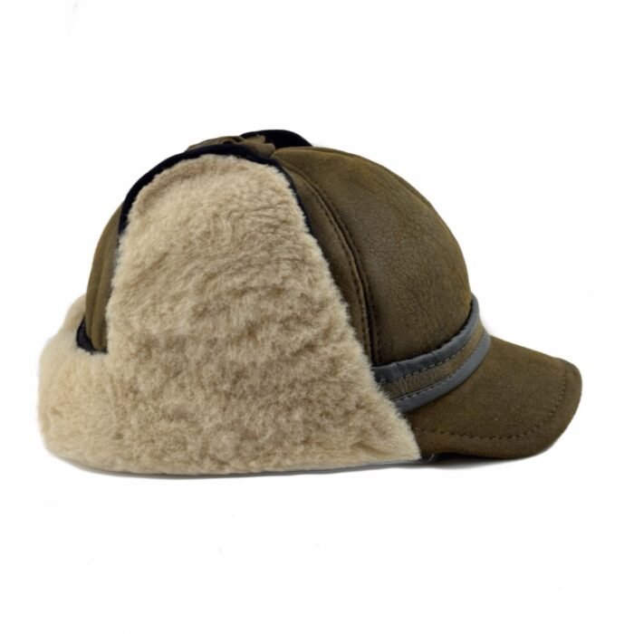 Real Sheepskin Ushanka Trapper Hat with Fur Lining – Warm Winter Aviator Cap for Men