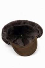 Sheepskin leather trapper hat with fur lining