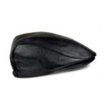 Black leather flat cap