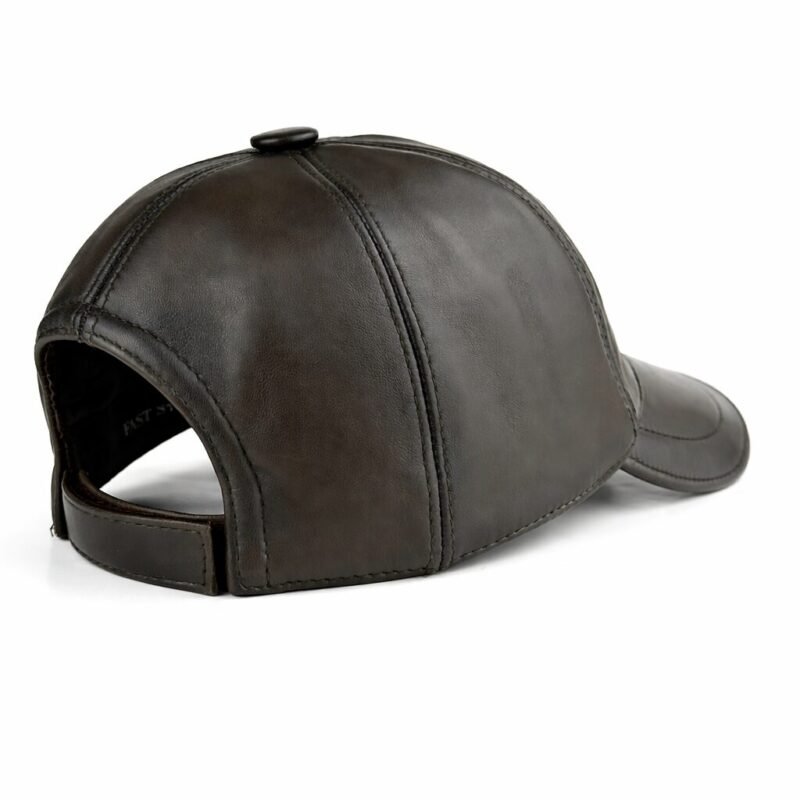 genuine leather baseball cap made of premium sheepskin – luxury brown leather dad hat for men