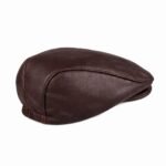 Men’s genuine sheepskin leather ivy flat cap in black