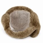 Genuine sheepskin trapper hat with natural fur lining and ear flaps, classic winter aviator style
