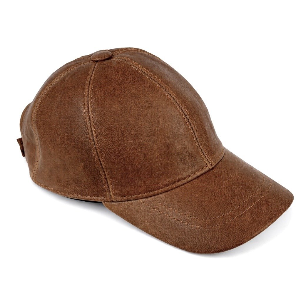 Coffee Sheepskin Leather Baseball Cap Coffee genuine leather baseball cap made of premium sheepskin – luxury brown leather dad hat for men