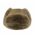 Genuine sheepskin trapper hat with natural fur lining and ear flaps, classic winter aviator style