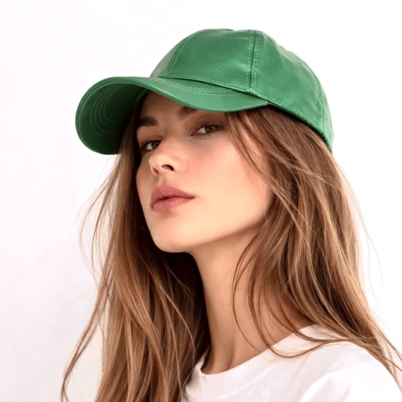 Spring green genuine leather St. Patrick’s Day baseball cap for men