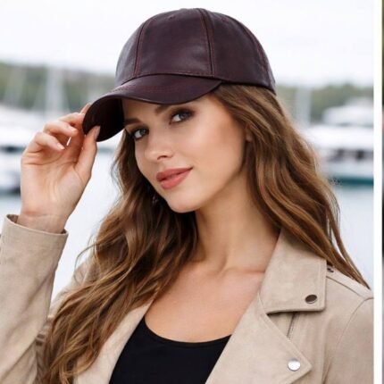 Dark Bordo Baseball Leather Cap