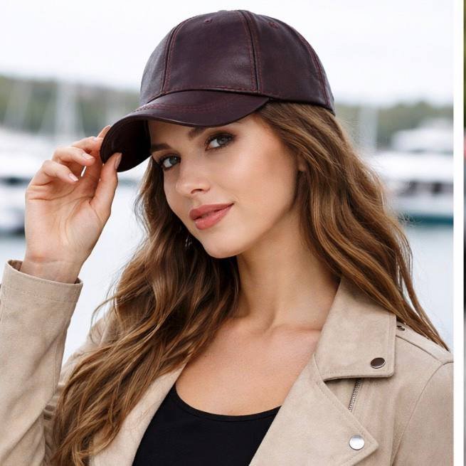 Dark Bordo Baseball Leather Cap
