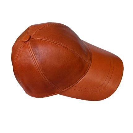Orange Baseball Leather Cap