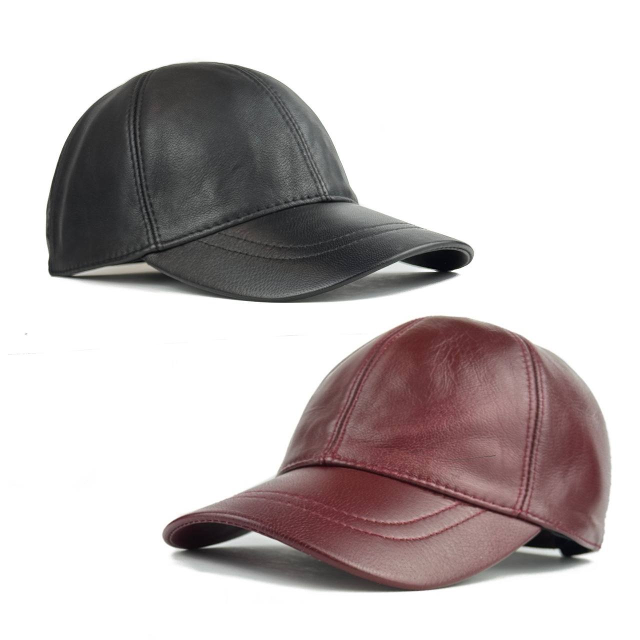 Real Leather Vintage Ivy Cap for women bordo Black 2 pack