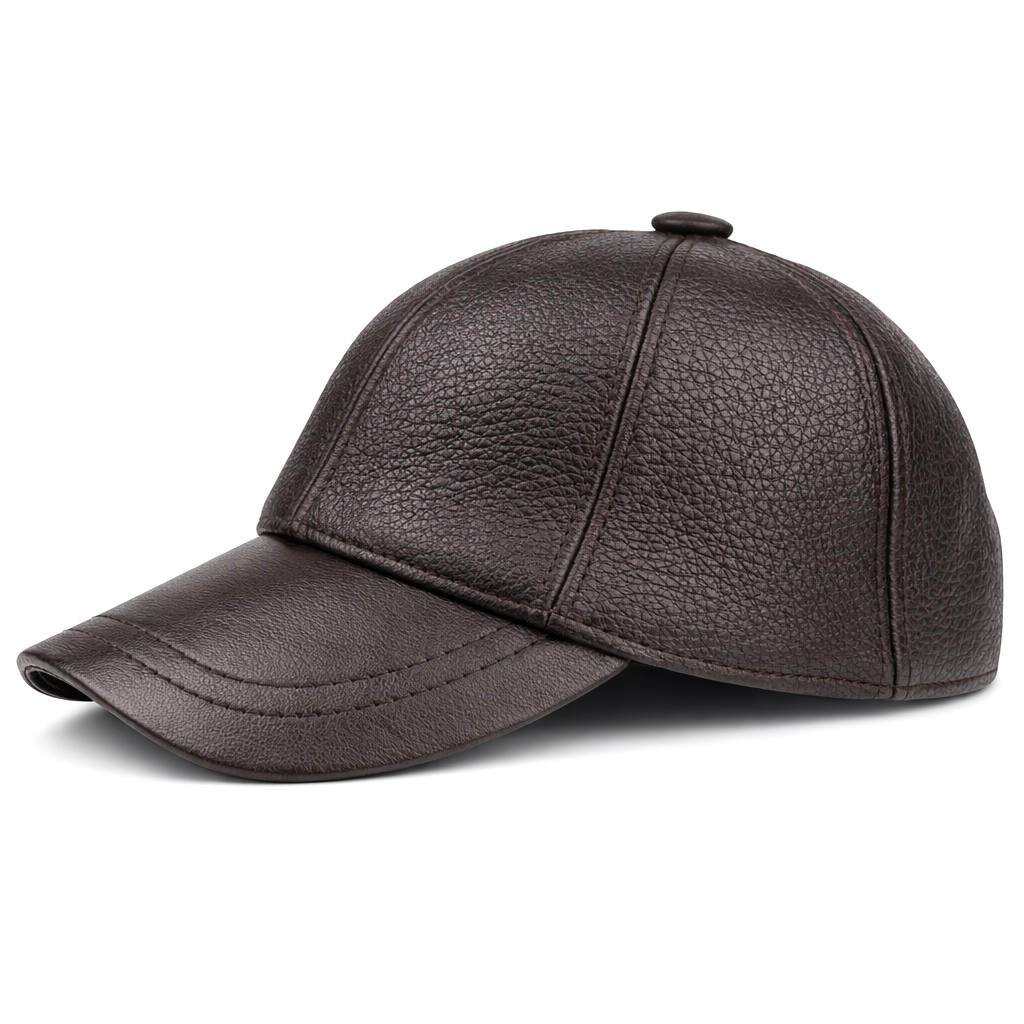 Dark Brown ball Cal Real Leather 6 Baseball Lether Hat