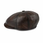 Leather Newsboy Cap for Men – Genuine Sheepskin Flat Cap